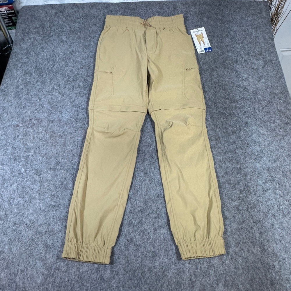Eddie Bauer Kids L 14/16 Tan Convertible Cargo Jogger Pants New With Tags